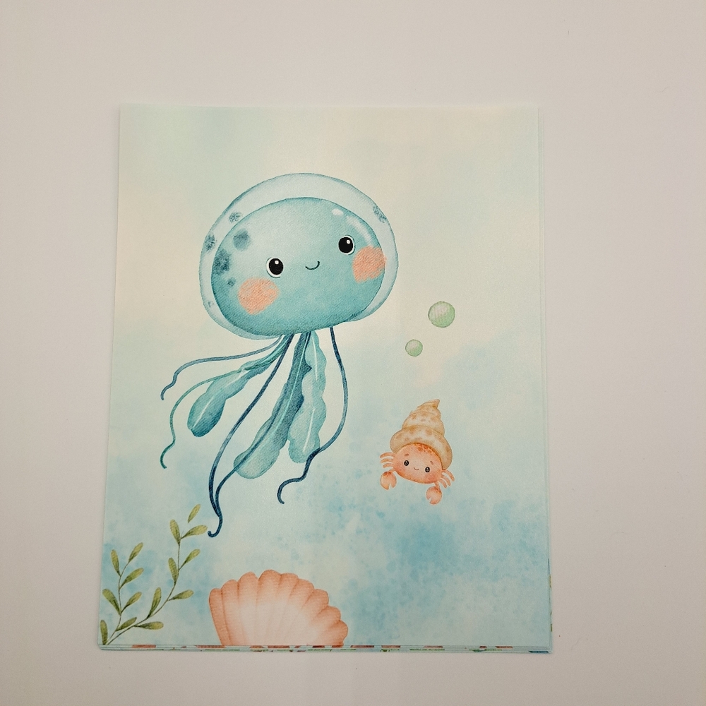 6-Piece Aquatic Sea Animals Prints  Pastel Color Art - Marine Life Art - Picture 3 of 11